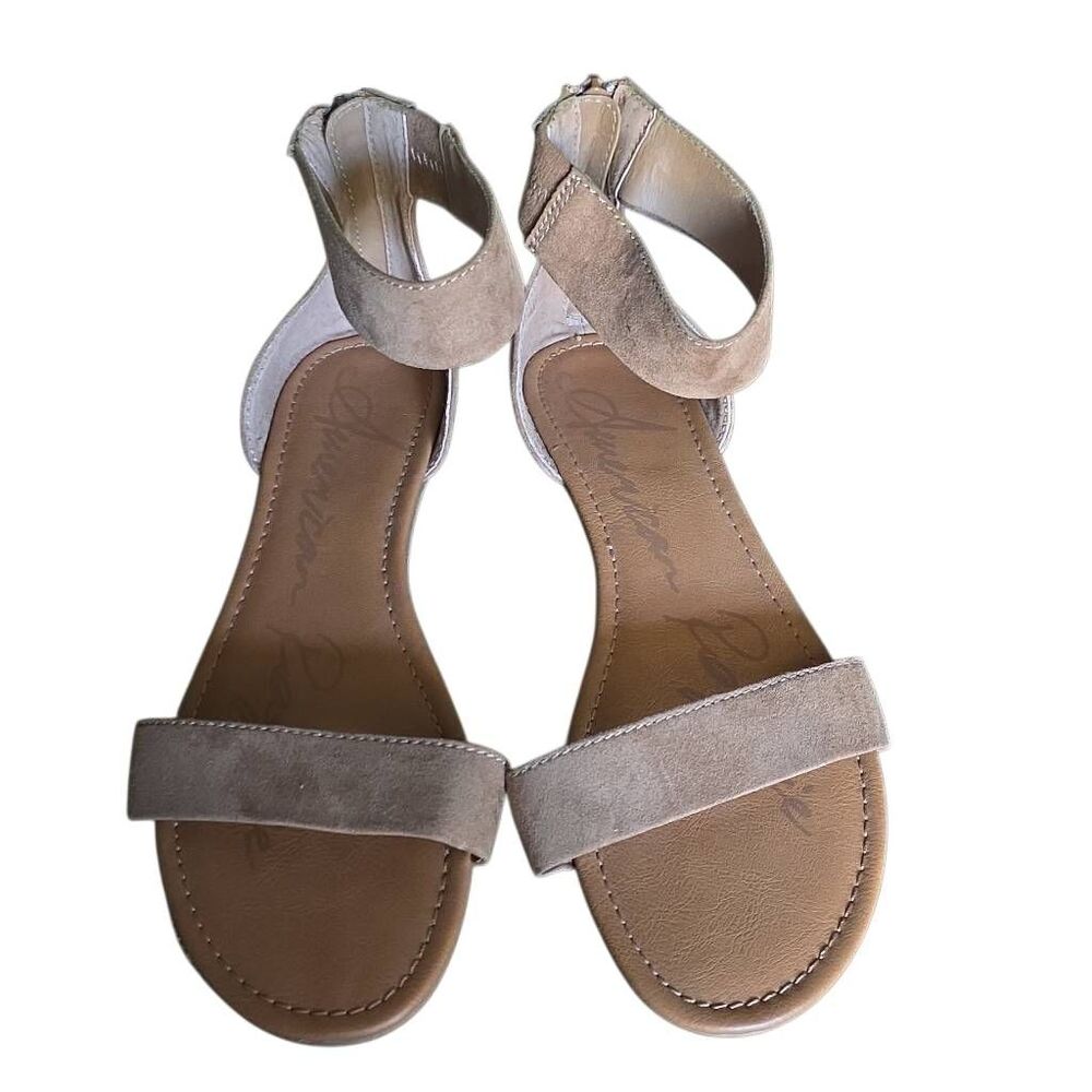 American Rag cie Women's Size 7 Tan Ankle Strap Back Zip Sandals - Picture 3 of 5